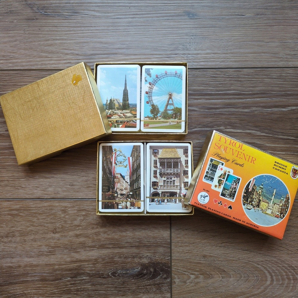 Vintage Piatnik Austria Landmarks Travel Playing Cards 2 Double Decks NEW SEALED